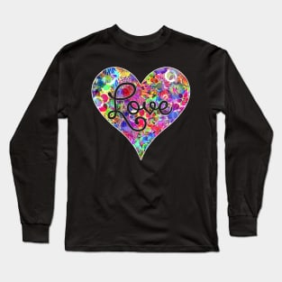 Love Heart Floral Flower Neon Bright Rainbow Long Sleeve T-Shirt